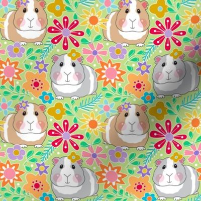 medium retro guinea pigs and flowers