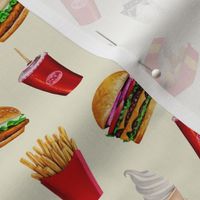 Fast Food Burgers, Fries, Sundaes