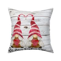 Be My Valentine Gnomes Girls on Shiplap - 18 inch square