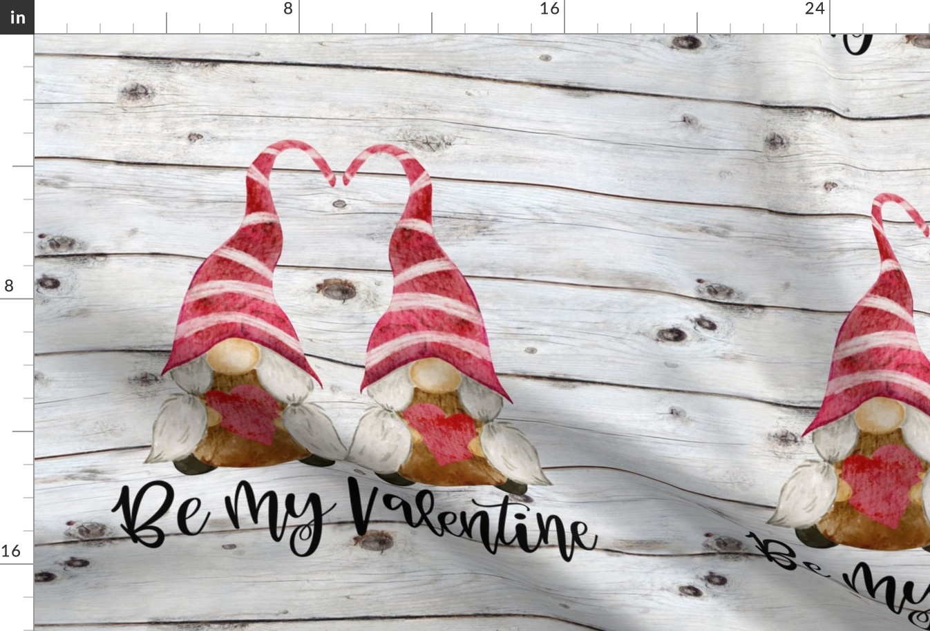 Be My Valentine Gnomes Girls on Shiplap - 18 inch square