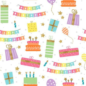 (S Scale) Birthday Scattered Pattern with Grey Confetti