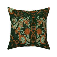 Damask - I Love Science - Copper on Jade and dark green