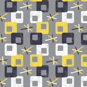 Midcentury Square Geometric ~ Yellow Grey