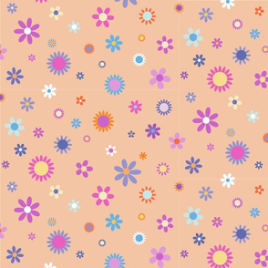 Millefiori in various colors on Apricot