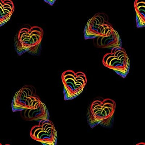 PRIDE- RAINBOW HEARTS- BLK