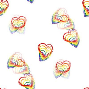 PRIDE- RAINBOW HEARTS- WHT