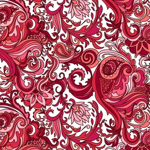 Red damask pattern