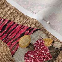 Glitter Valentine Gnomes on Burlap - medium scale