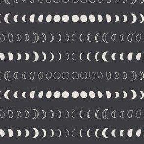 Celestial Moon Phases | Charcoal Grey, Pure White - Tiny