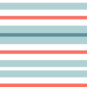 Stripes White Pastel Blue Living Coral 