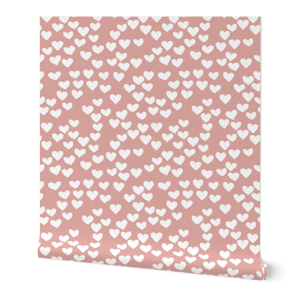 The minimalist boho heart sweet lovers valentine design nursery baby coral blush white