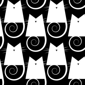 maximalist cats - figaro cat white and black - geometric cats