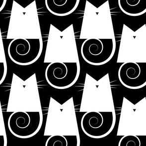 maximalist cat - figaro cat white and black - cute geometric cat wallpaper