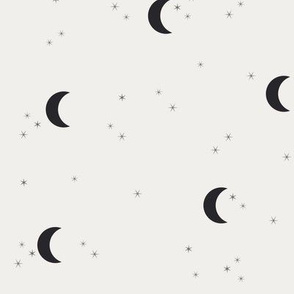 Simple Celestial Night Sky | pure black,  off white - Tiny