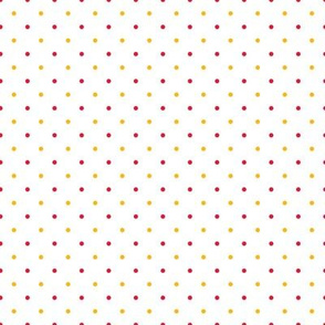 Chiefs Red and Yellow Polka Dots White Background