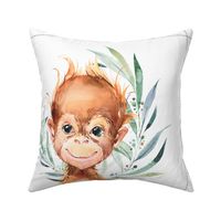 18” Orangutan Pillow Front with dotted cutting lines