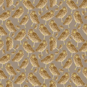 Owls Taupe Beige Background