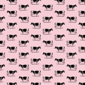 Vintage Holstein Cows with a Blush Pink Background (Mini Scale)