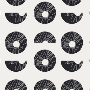 Flowers in Circles | Small - Black on Off White