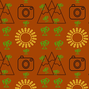 Picnic to the mountain seamless pattern design