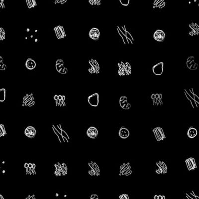 Ditsy Organelles - White on Black