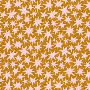 Pink stars on golden (small scale)