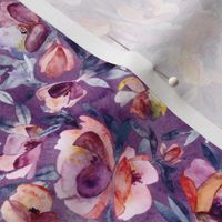 May Afternoon purple and peach watercolor floral - small