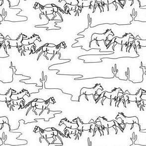 Desert Herd Line Art