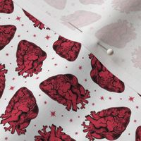 Anatomical Red Hearts Scatter on White 1/2 Size