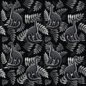 Modern Dinosaur Pattern - Black & White