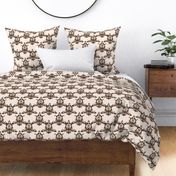 Cat Damask Brown  Velvet on Cream