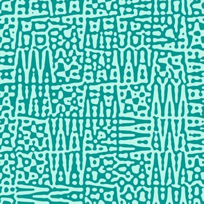 zigzag checquer in teal and aqua - Turing pattern 1