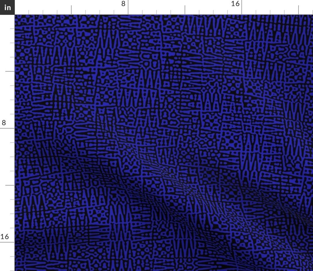 zigzag checquer in cobalt blue and black - Turing pattern 1