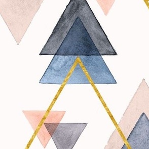 Watercolor & Gold Triangles (Large)