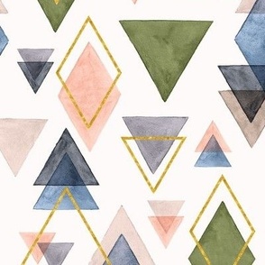 Watercolor & Gold Triangles (Medium)