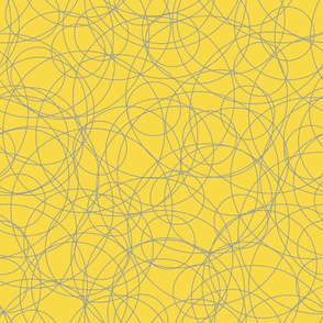 rings - dance circles illuminating yellow and ultimate gray - rings fabric