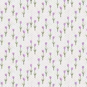 (1" scale) Tulips - spring flowers - purple with polka dots - C20BS