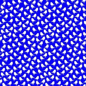 Micro Birds - high densitiy - white on royal blue background