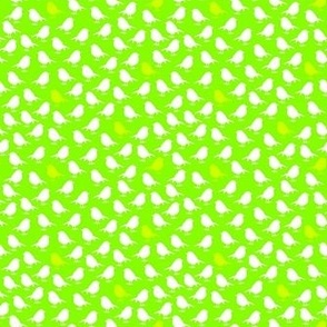 Micro Birds - high densitiy - white and yellow on neon green background