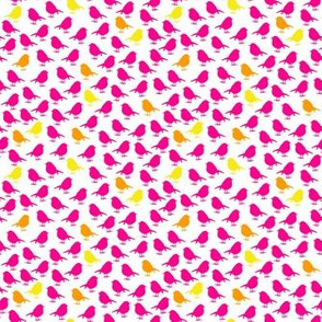 Micro Birds - high densitiy - neon pink, orange and yellow on white background