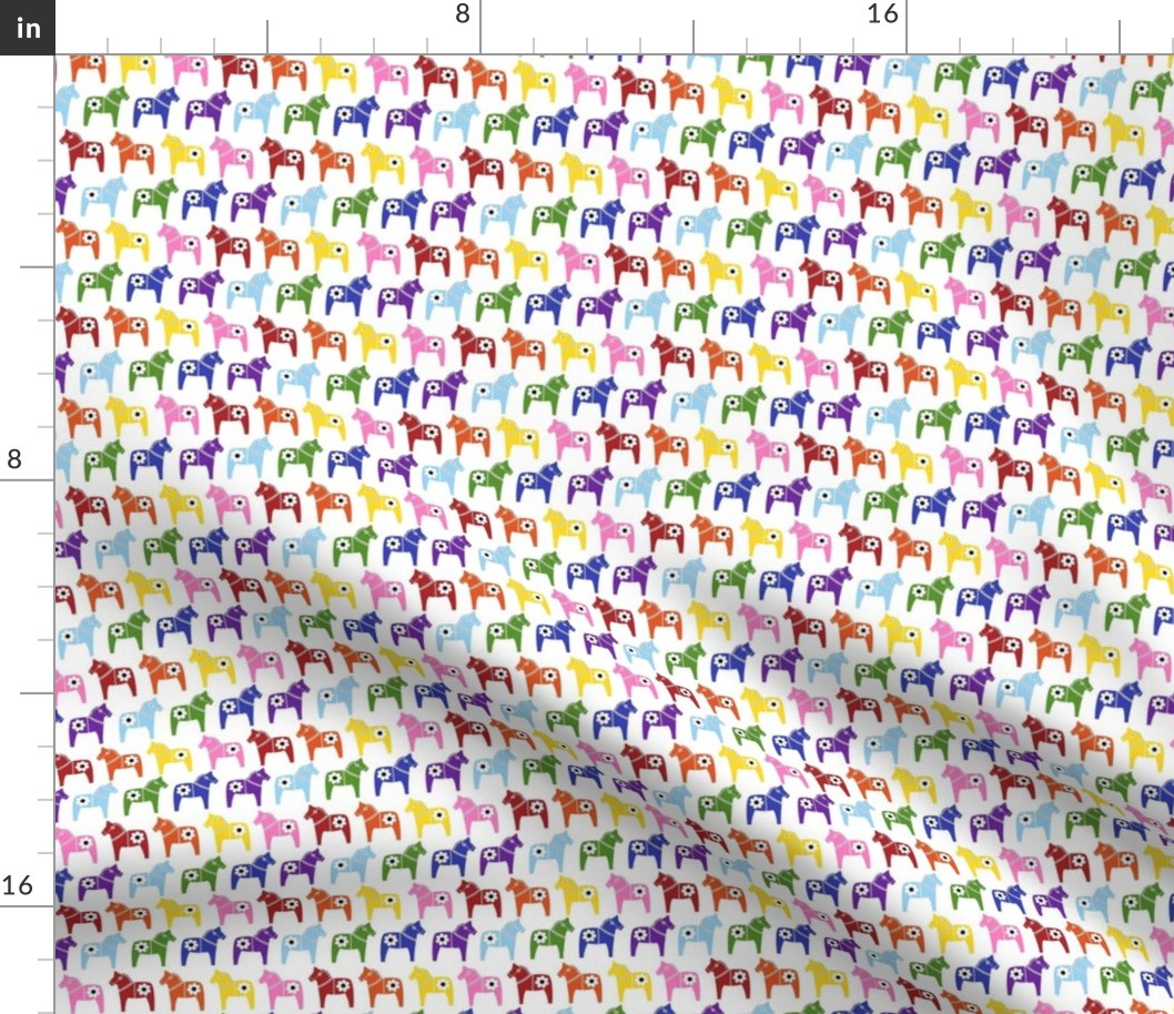 Smaller Scale Rainbow Dala Horses on White