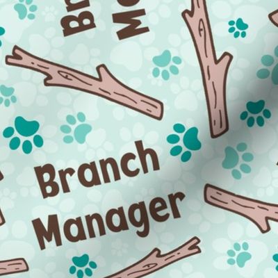Large Scale Branch Manager Funny Dogs Paw Prints on Blue