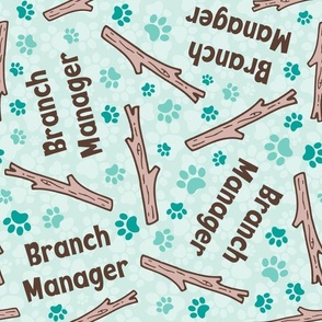 Large Scale Branch Manager Funny Dogs Paw Prints on Blue