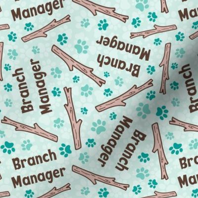 Medium Scale Branch Manager Funny Dogs Paw Prints on Blue