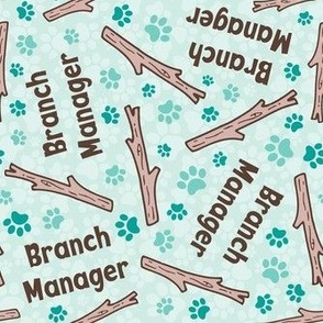 Medium Scale Branch Manager Funny Dogs Paw Prints on Blue