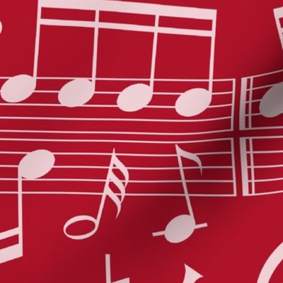 Bigger Scale Music Notes on Red