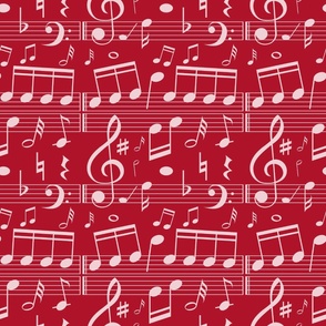 Bigger Scale Music Notes on Red