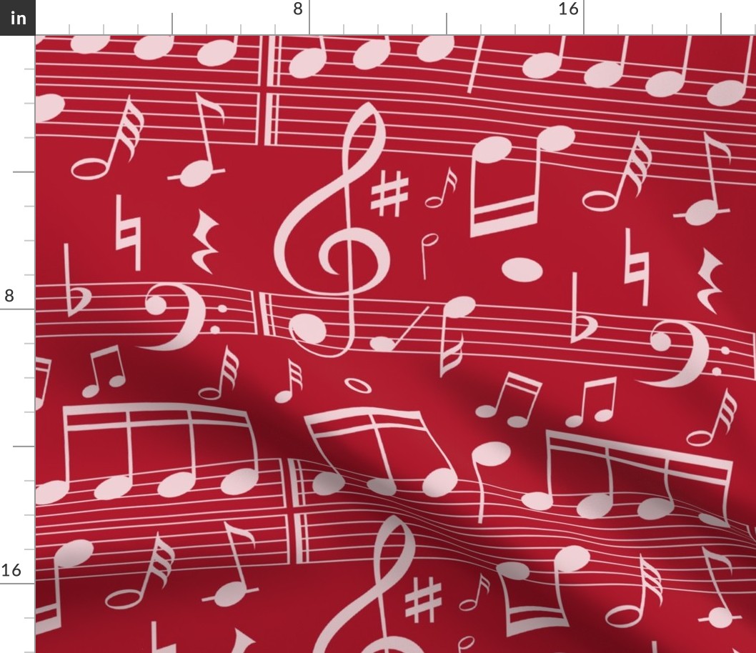 Bigger Scale Music Notes on Red