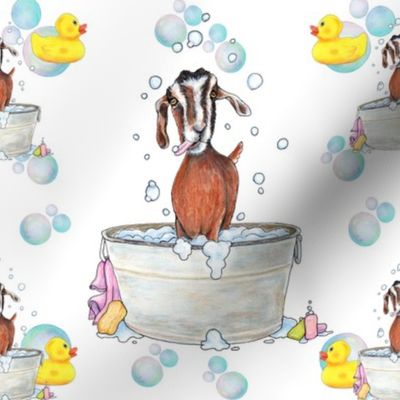 Goat Soap Bubbles Pattern 1 white