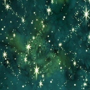 Green and Black Watercolor Galaxy